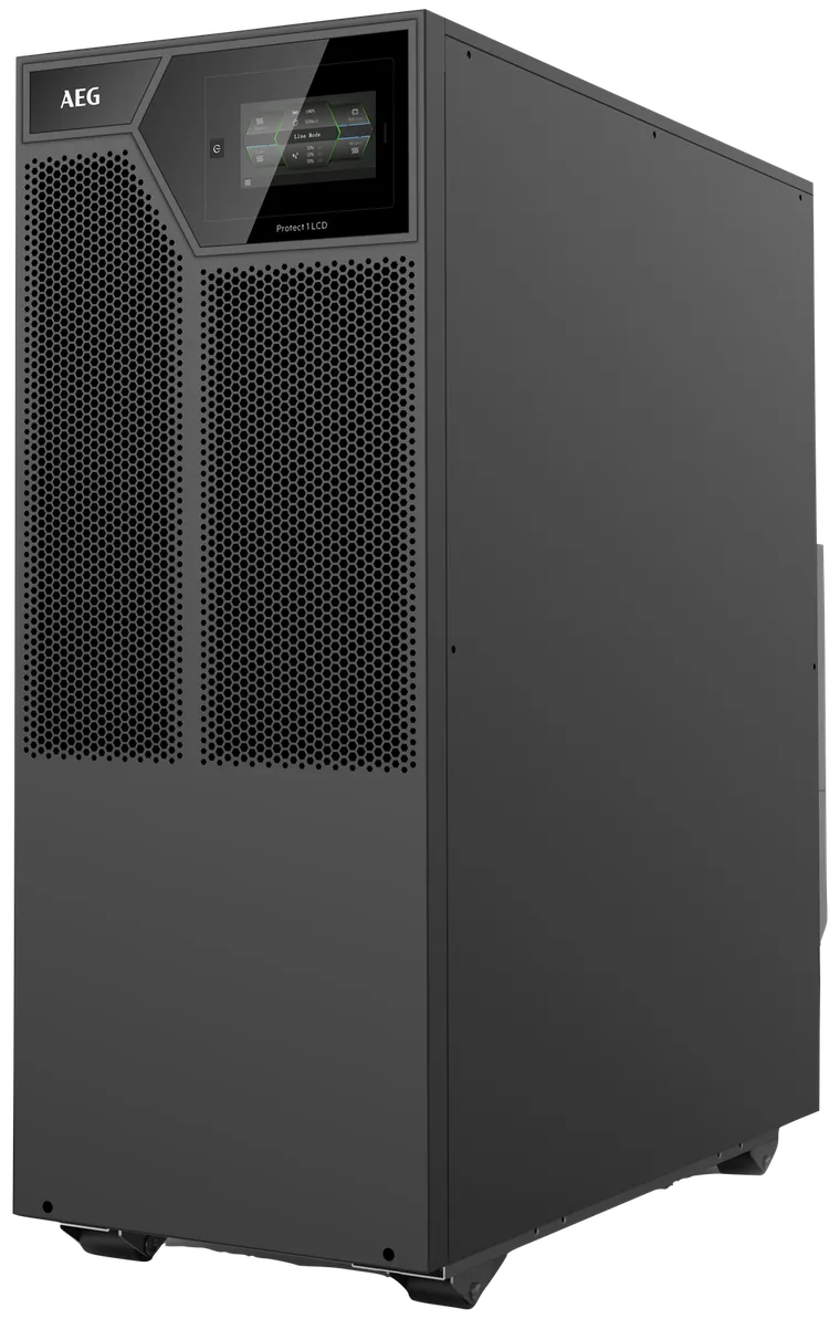 UPS AEG Protect 1 LCD en gabinete torre con pantalla táctil