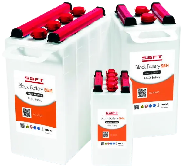 Baterías alcalinas de níquel-cadmio Saft de distintas capacidades
